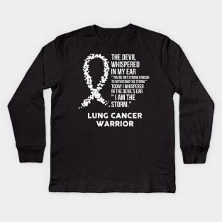 The Devil- Lung Cancer Awareness Support Ribbon Kids Long Sleeve T-Shirt